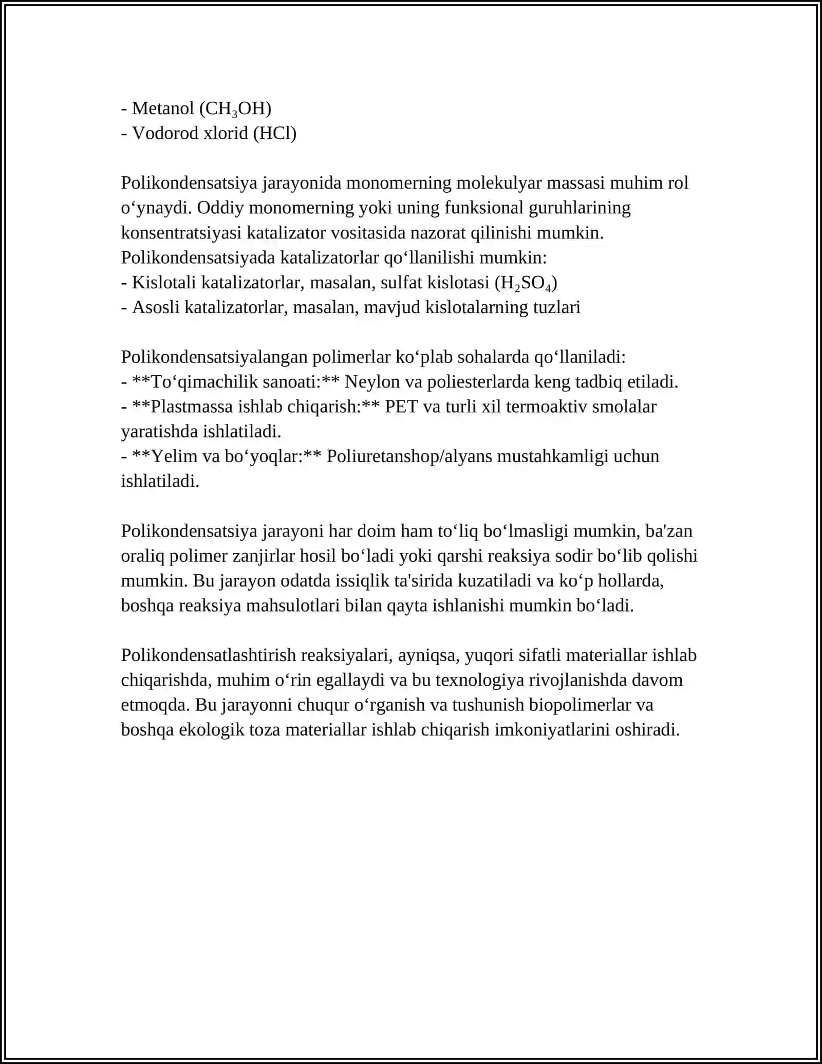 POLIKONDENSATLANISH REAKSIYALARI 4