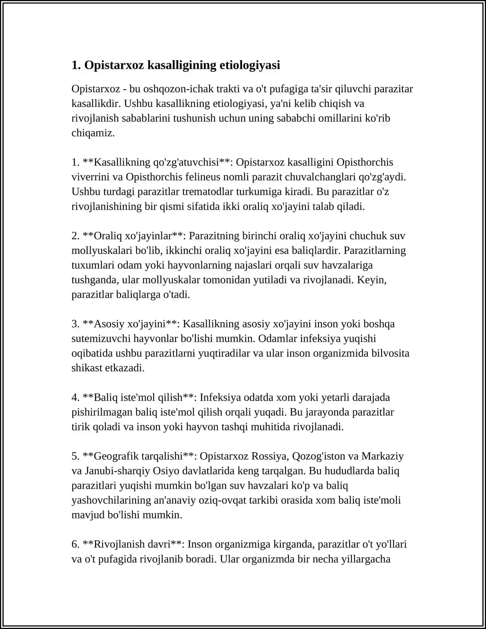 YAVVOYI VA MOʻYNALI HAYVONLARDA OPISTARXOZ KASALLIGI 4
