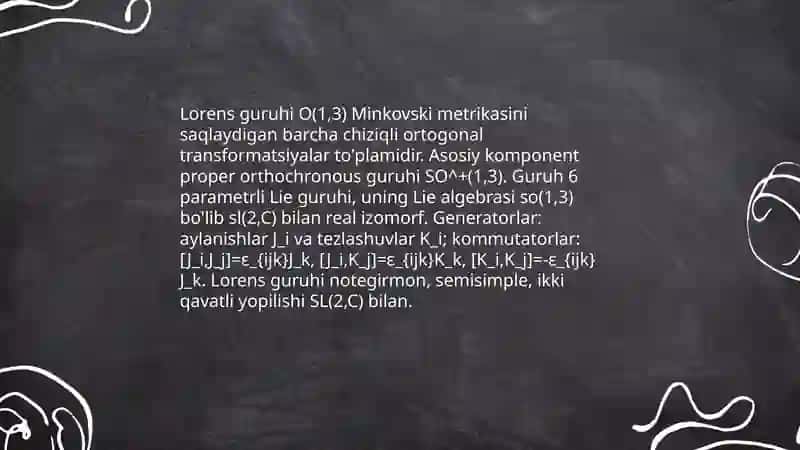 Lorens almashtirishlari va undan chiqadigan xulosalar 4