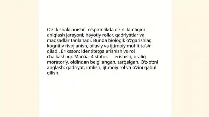 O'smirlik va o'spirinlik davri psixologiyasi 4