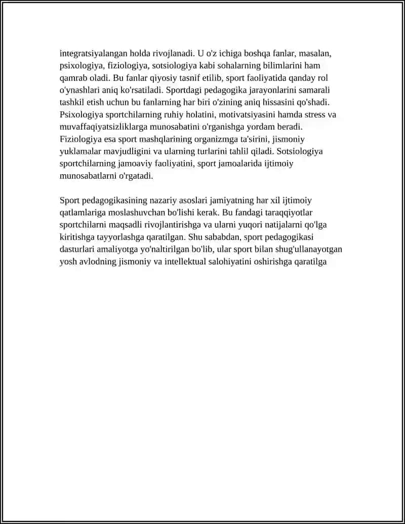 SPORT PEDAGOGIKASI FANLAR VA ULARNING QIYOSIY TASNIFI 4