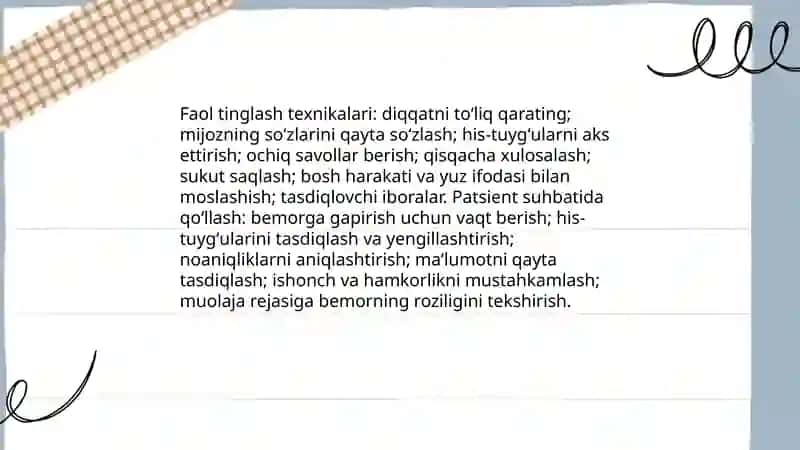 Patsient bilan verbal va noverbal muloqot koʻnikmalari 4