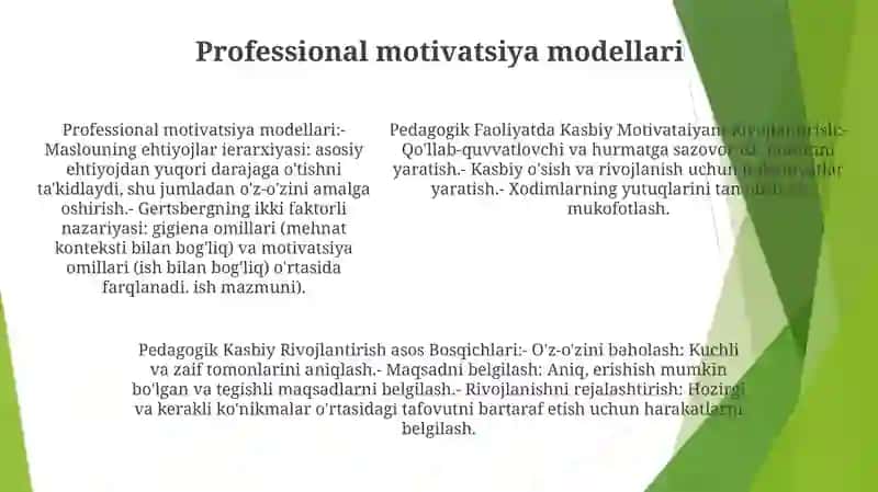 Pedagogik Faoliyatda Kasbiy Motivataiyani Rivojlantirish Pedagogik Kasbiy Rivojlantirish Asosiy Bosqichlari 4