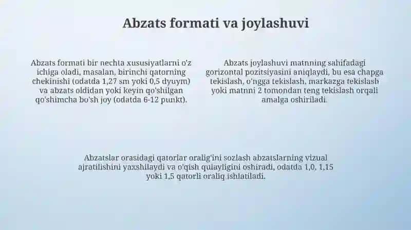 Matn va sahifa maketini formatlash 4