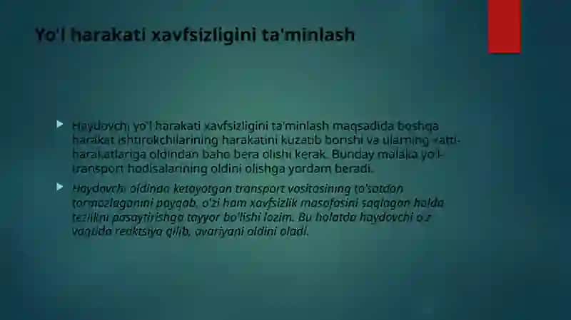 Xaydovchining majburiyatlari 4