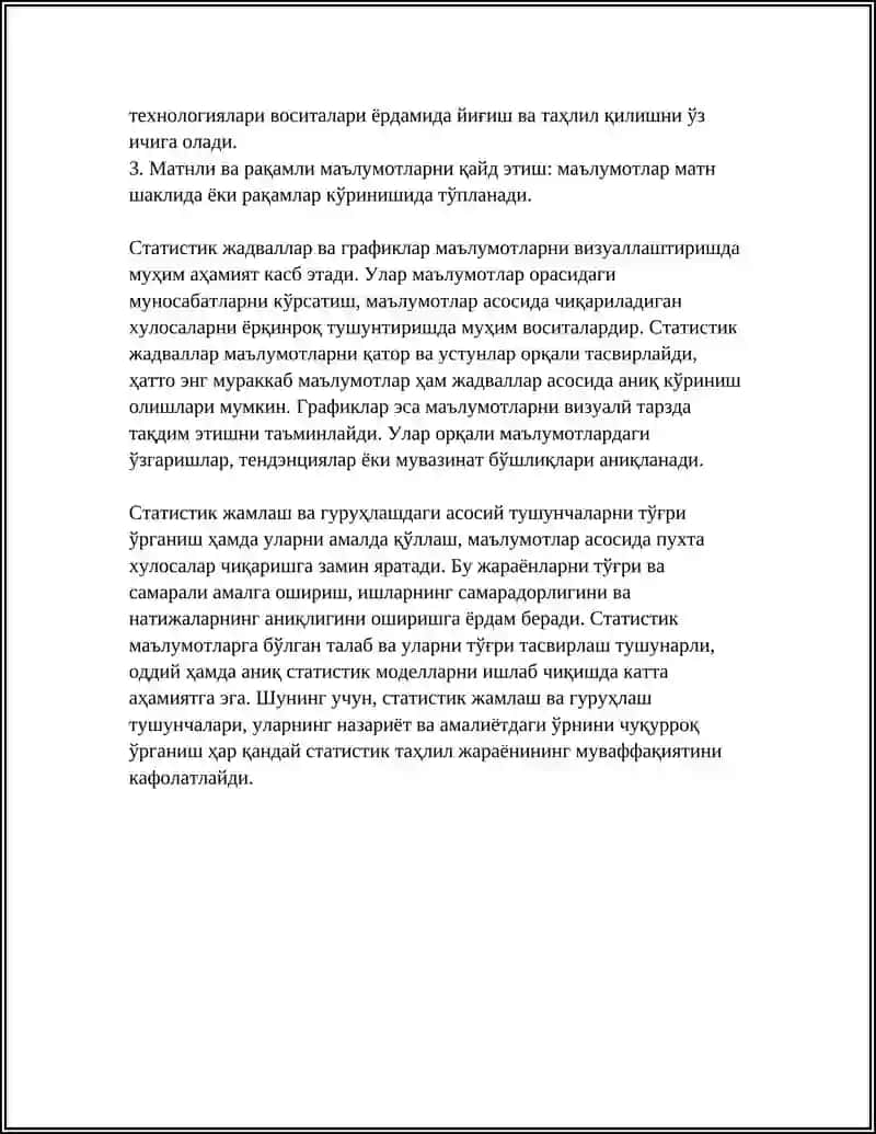 СТАТИСТИК ЖАМЛАШ ВА ГУРУХЛАШ СТАТИСТИК ЖАДВАЛ ВА ГРАФИКЛАР 4
