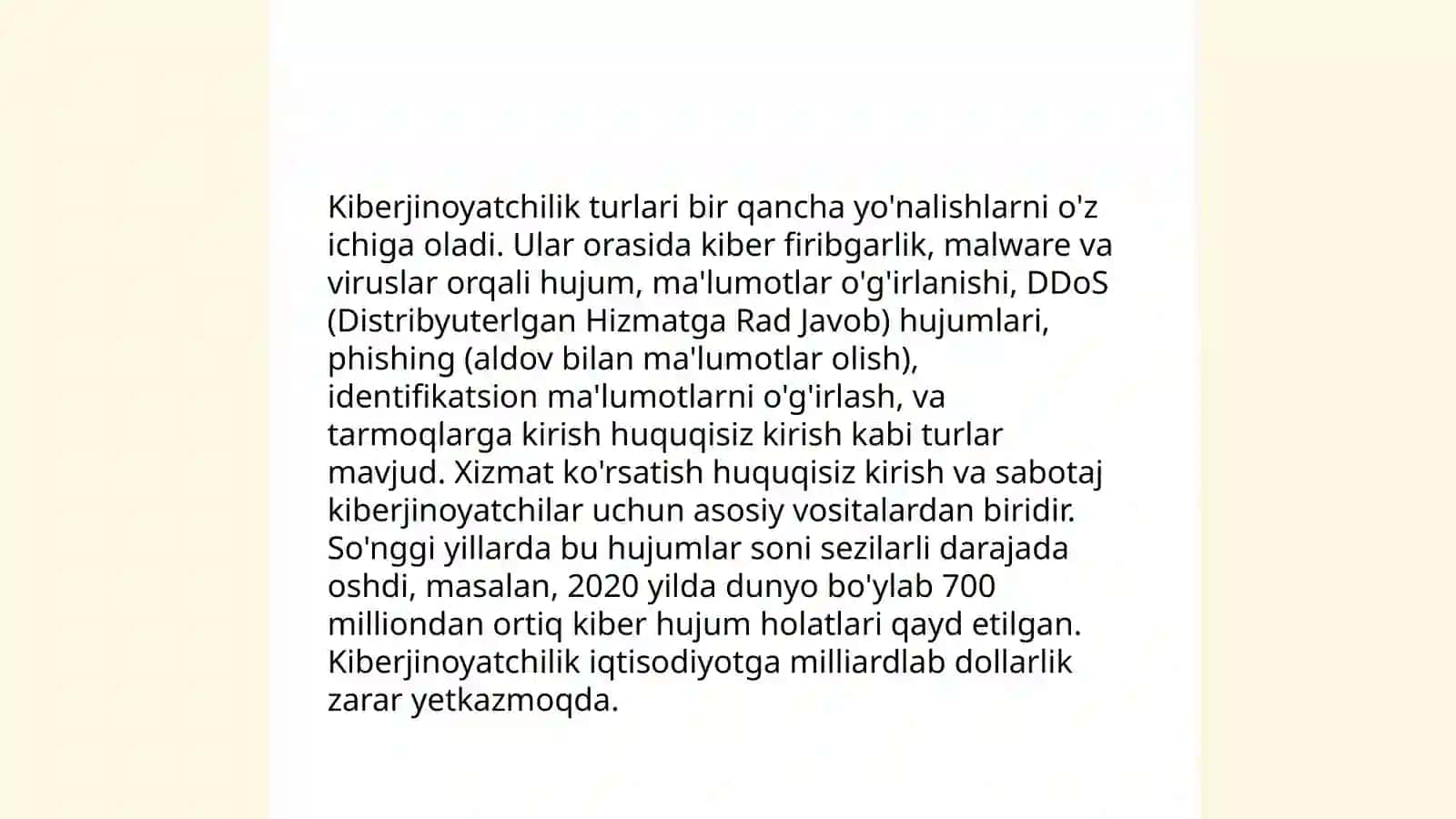 Kiberjinoyatchilik va ularning keng tarqalishining sababi 4