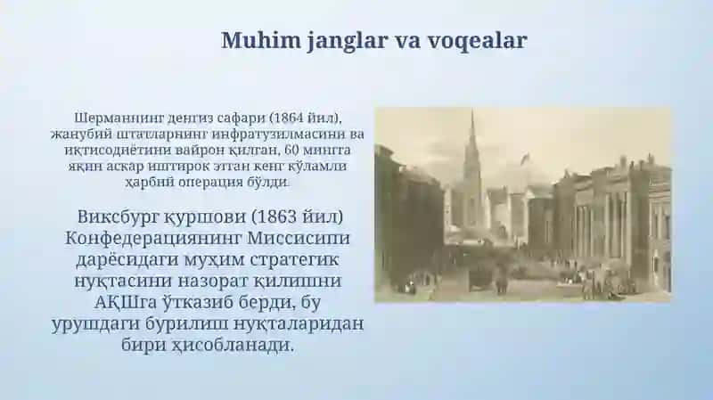 Qayta qurish davri 1860-1870 yillardagi AQSh 4