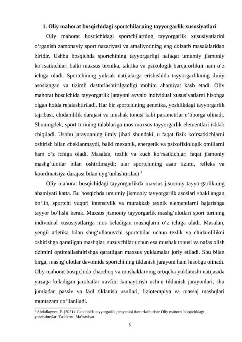 Oliy mahorat bosqichida gandbolchilarni tayyorgarlik jarayonini dasturlashtirish 4