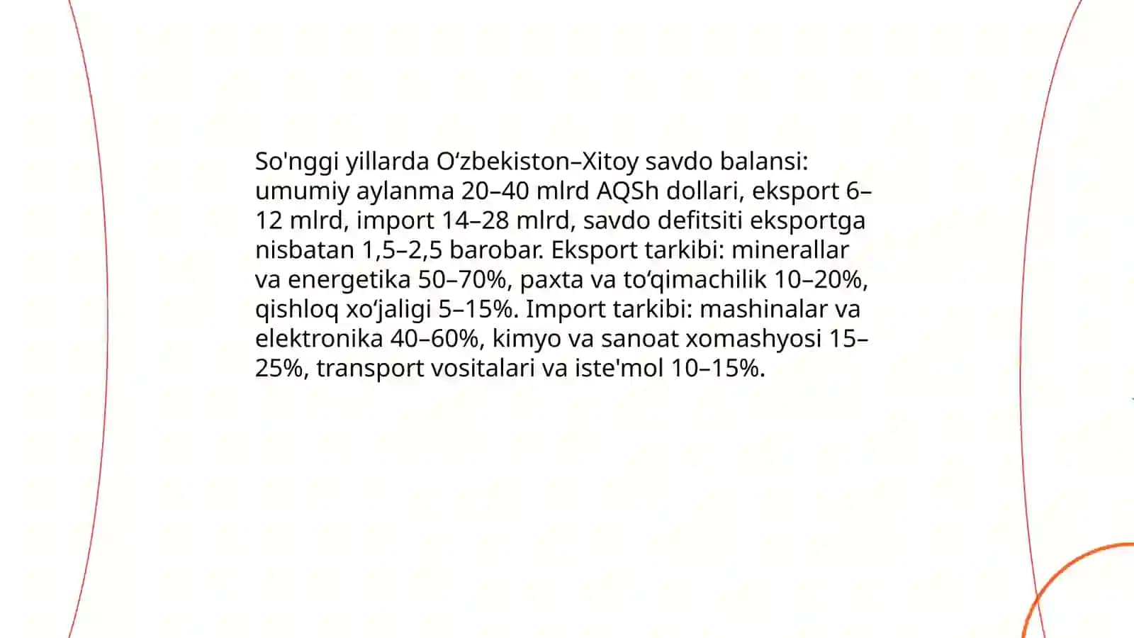 O'zbekiston va Xitoy tashqi savdo faoliyati 4
