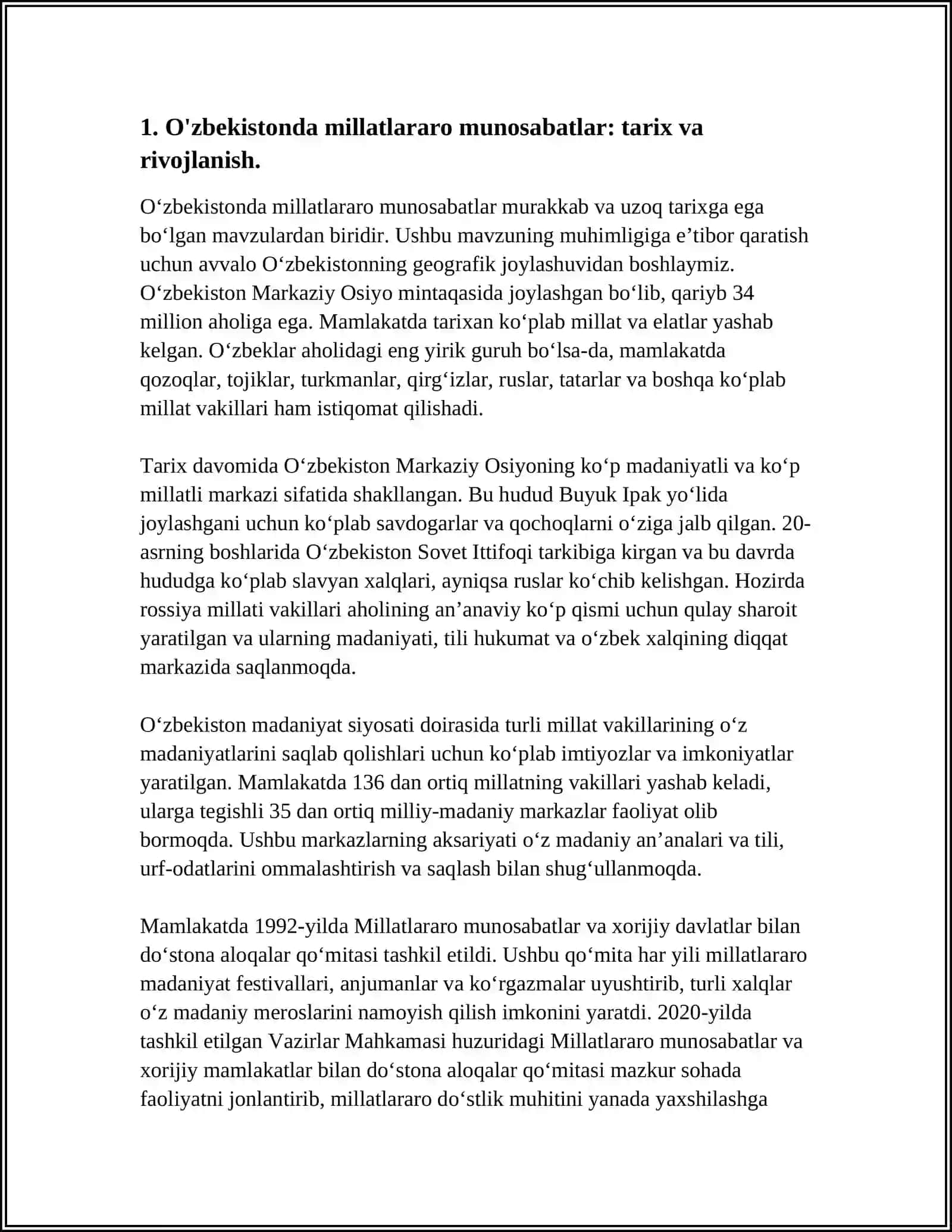 O'ZBEKISTONDA MILLATLARARO VA DINLARARO MUNOSABATLARDAGI BARQARORLIKNI TA'MINLASH BORASIDAGI DAVLAT SIYOSATI 4