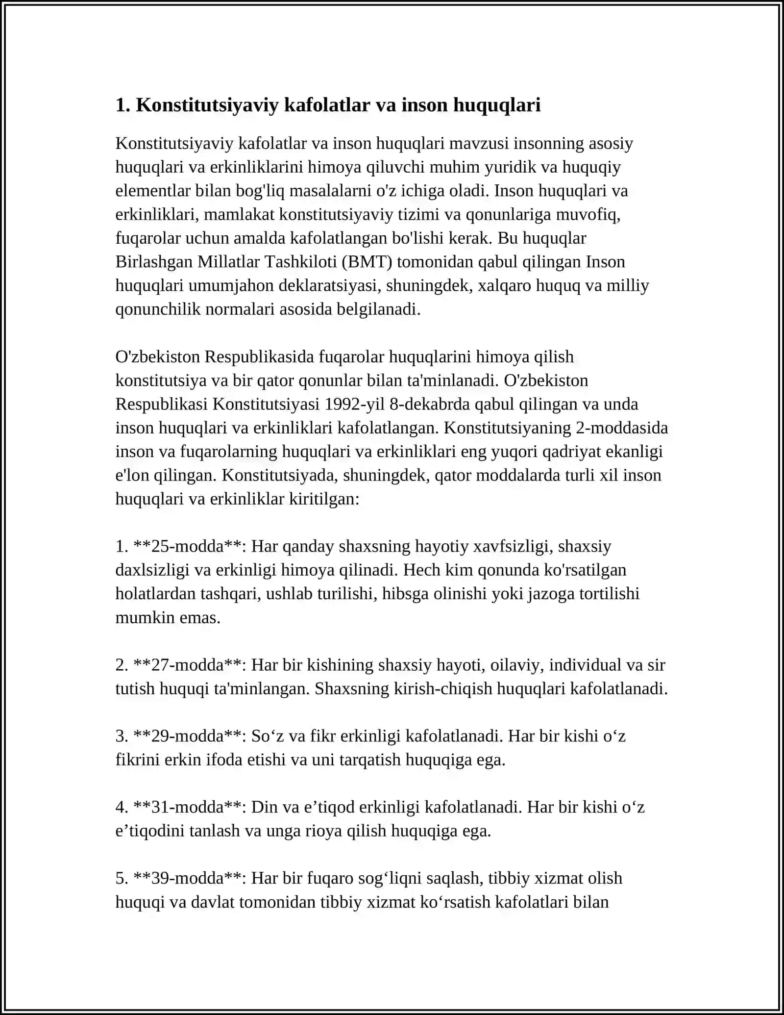 O‘ZBEKISTONDA INSON HUQUQLARI VA ERKINLIKLARI KAFOLATINING YARATILISHI 4
