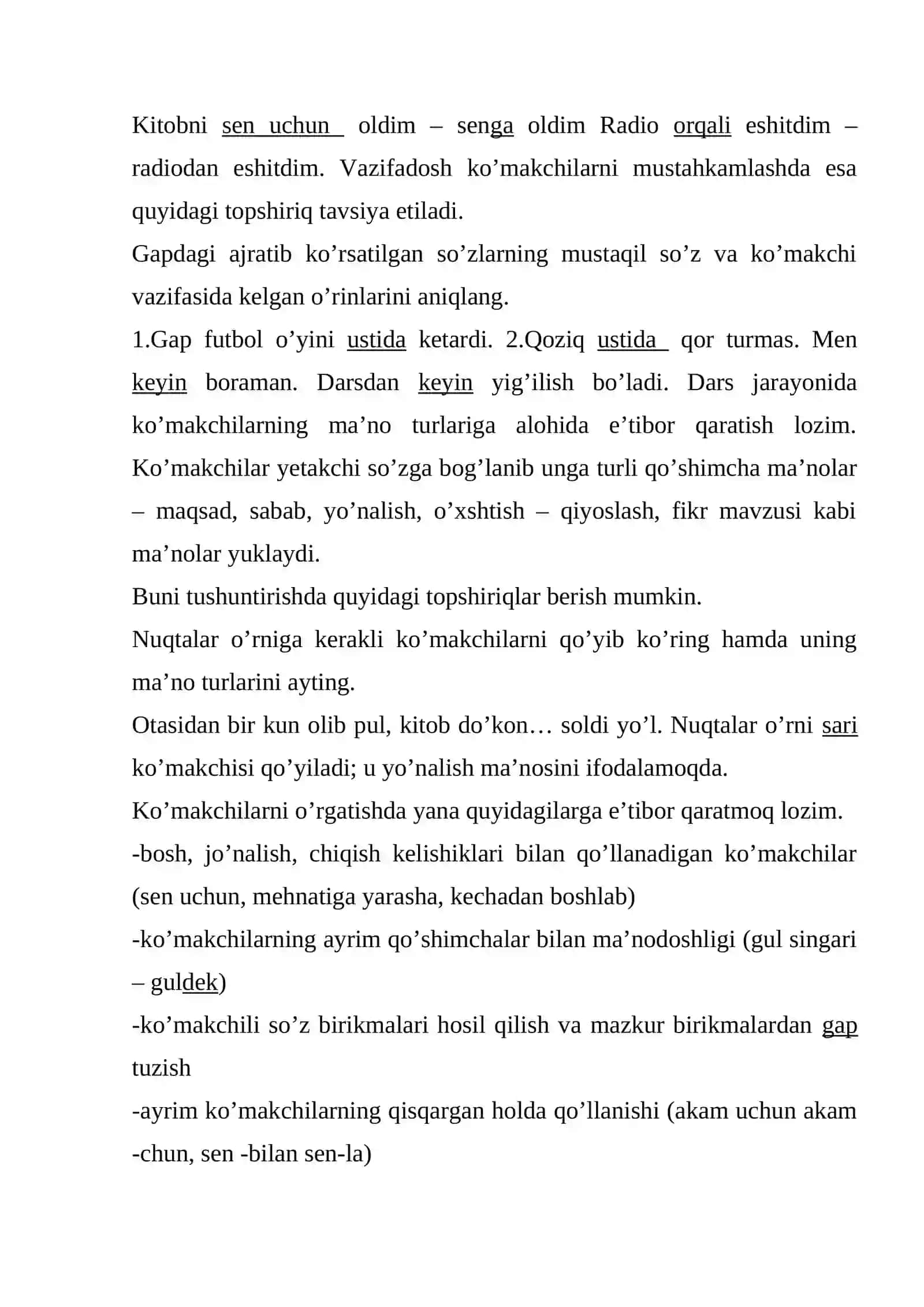 So'z Turkumlari va Ular Bilan Yordamchi So'z Turkumlari 4