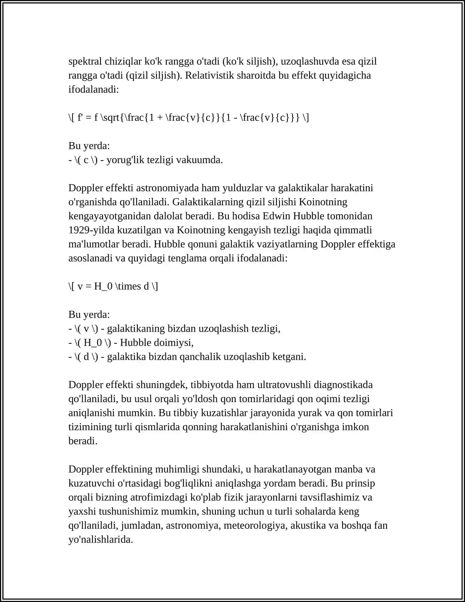 DOPPLER EFFEKTI. SKALYAR VA VEKTOR TOʻLQINLAR 4