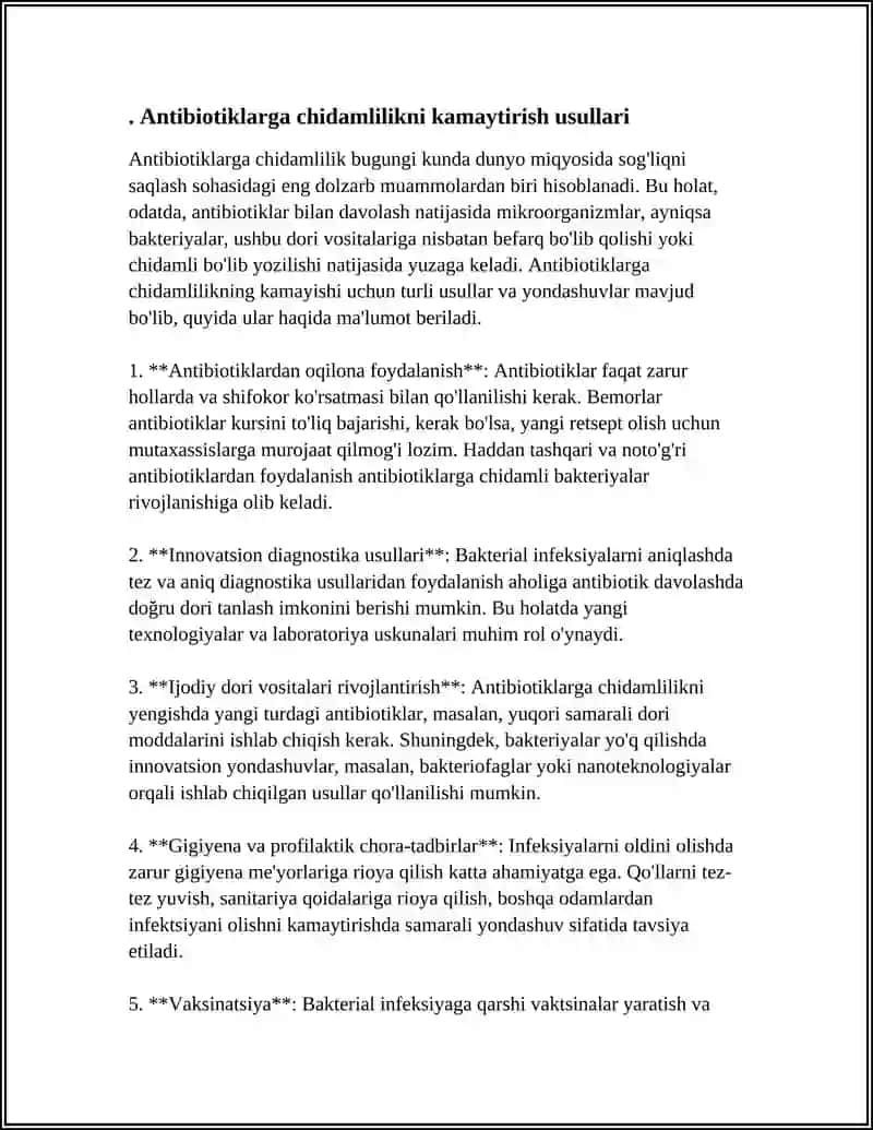 KIMYOTERAPEVTIK PREPARATLAR VA ANTIBIOTIKLARGA BAKTERIYALARNING CHIDAMLI SHTAMMLARINING SHAKLLANISH MEXANIZMLARI 4