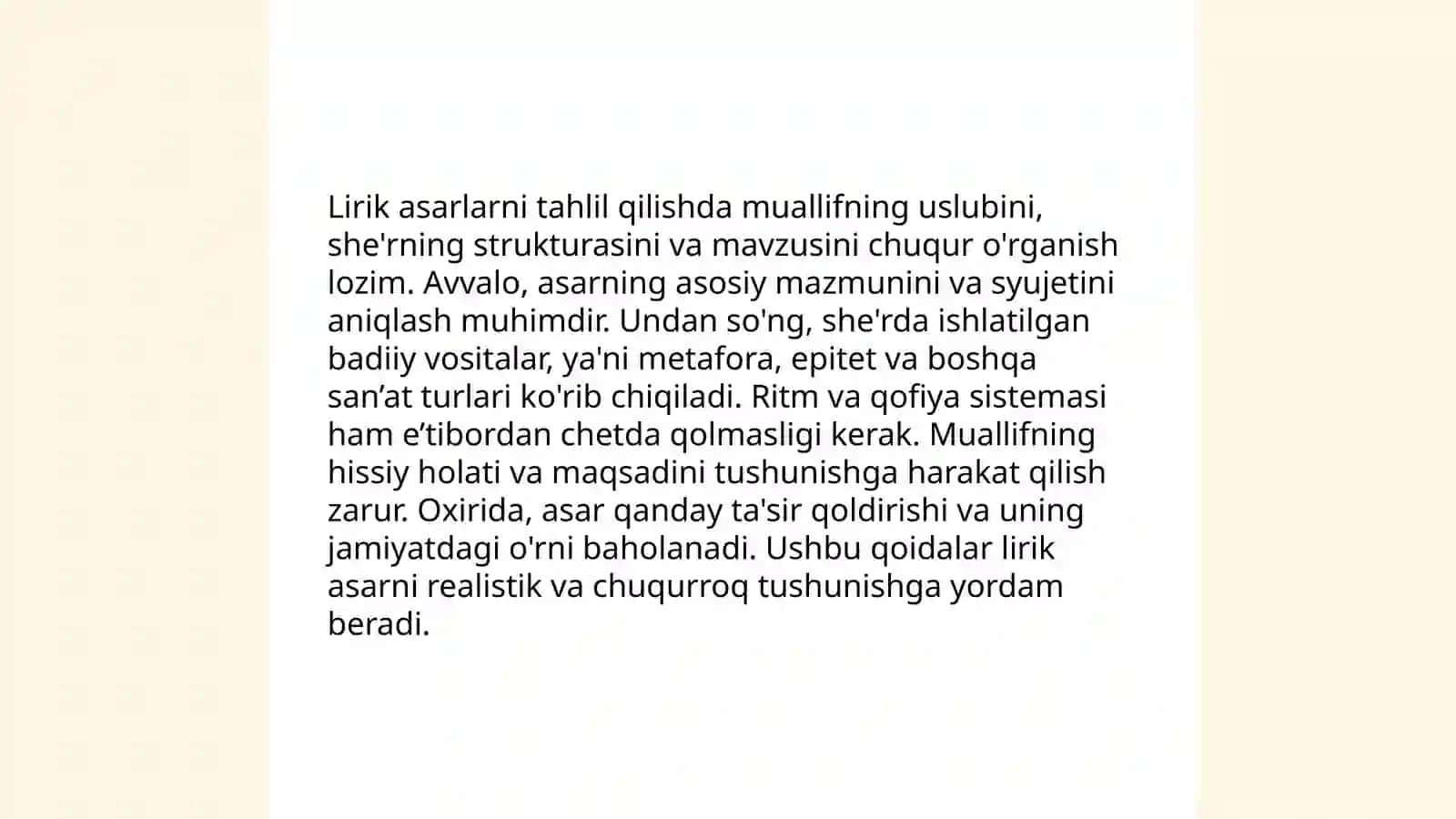 Boshlanģich sinfda lirik asarlar ustida ishlash uchun metodik tavsiyalar ishlab chiqish 4