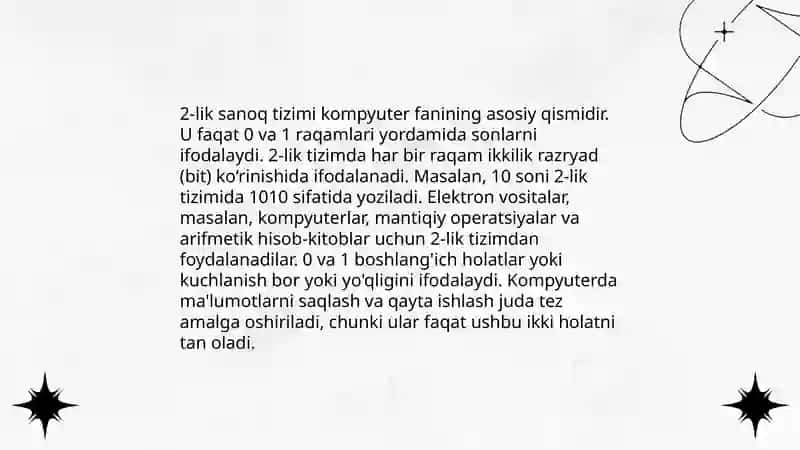 Oʻndan farqli pozitsion sanoq sistemalari 4