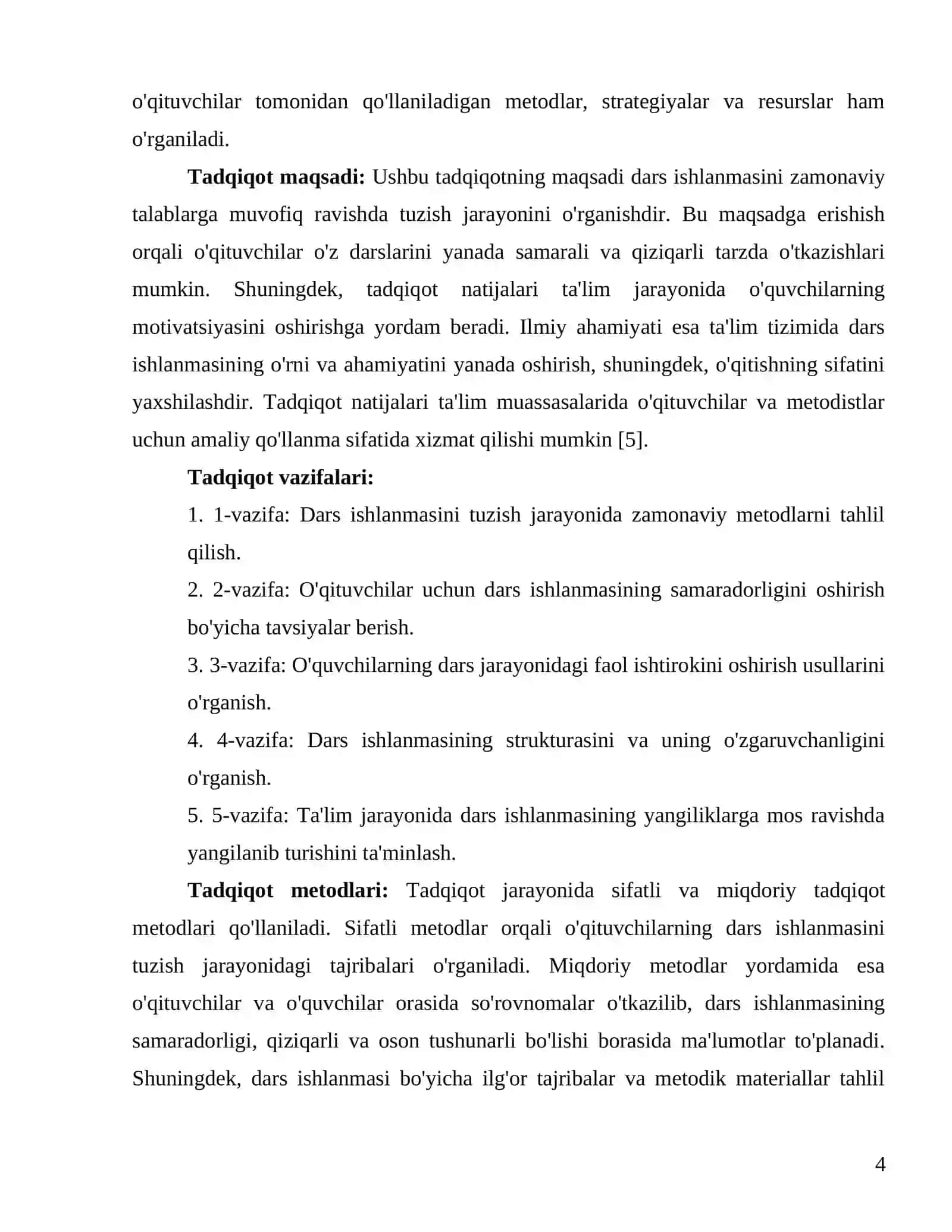 "Dars ishlanmasi tuzishning zamonaviy talablari" 4