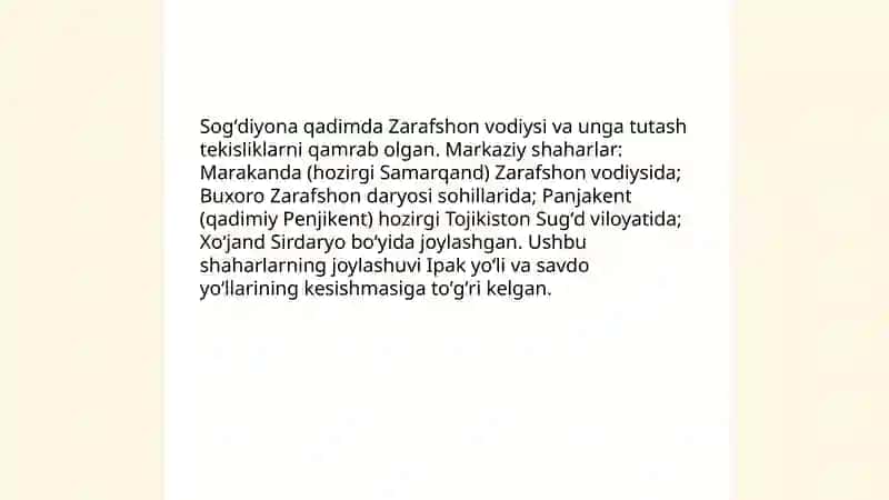 Oʻrta Osiyodagi tarixiy hududlar va qadimgi xalqlarning joylashuvi 4
