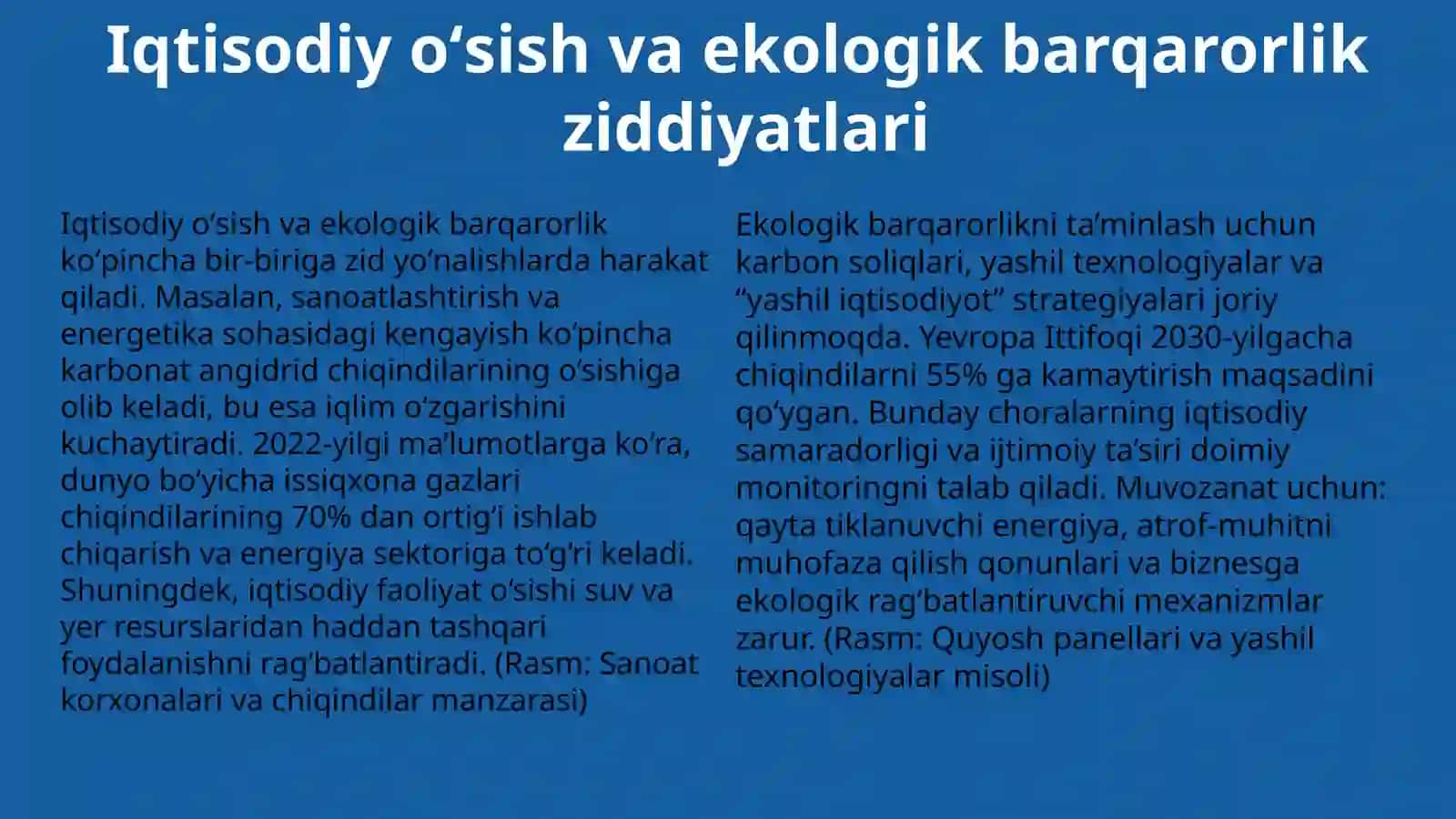 Iqtisodiy oʻsish va ekologik barqarorlik oʻrtasidagi ziddiyatlar 4
