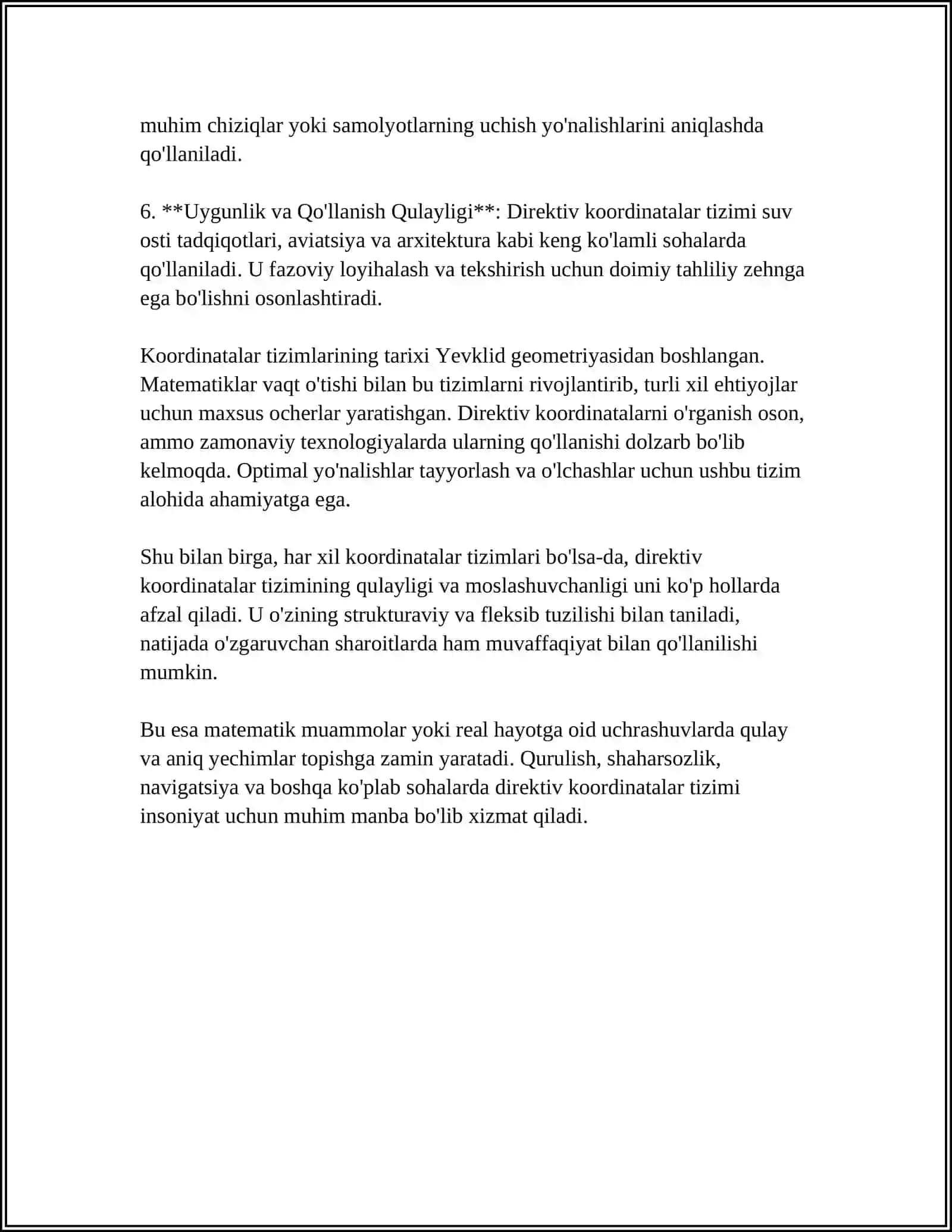 DIREKT VA QUTUB KORDINATALARI ORASIDAGI BOG'LANISH KORDINATALARINI ALMASHTIRISH. SILINDIRIK KORDINATALARI 4