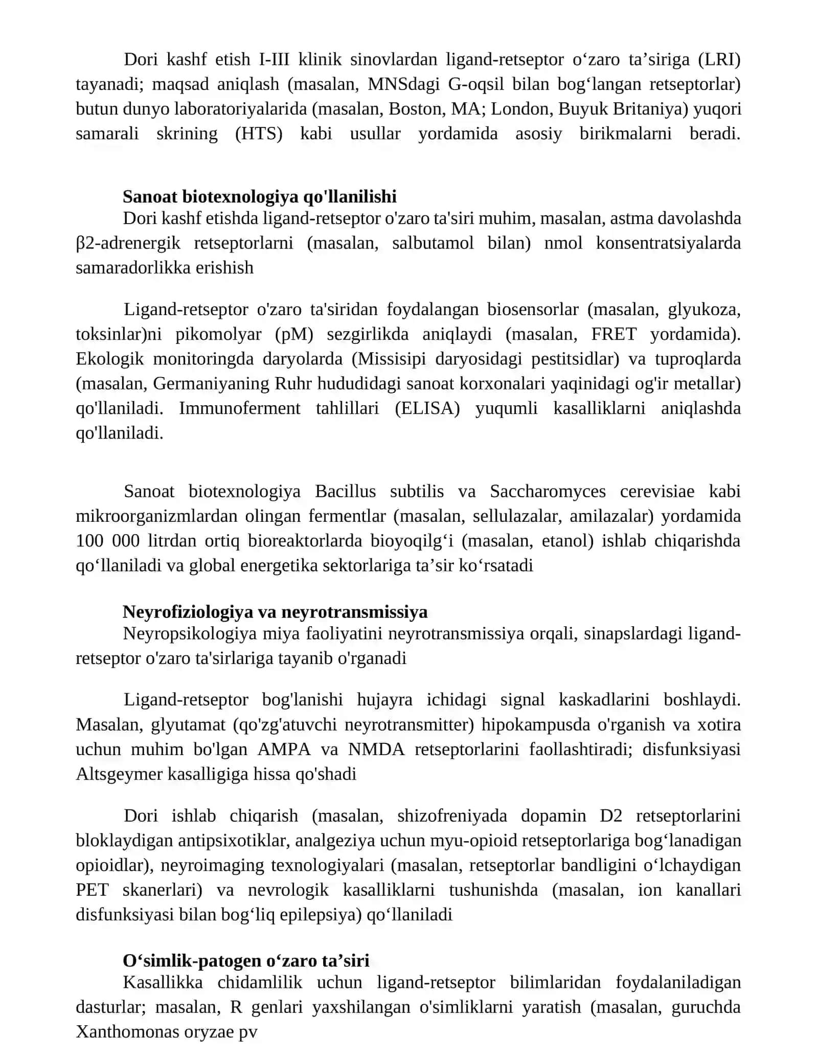 Ligand retseptor bog'lanishlar uchun dasturlar 4