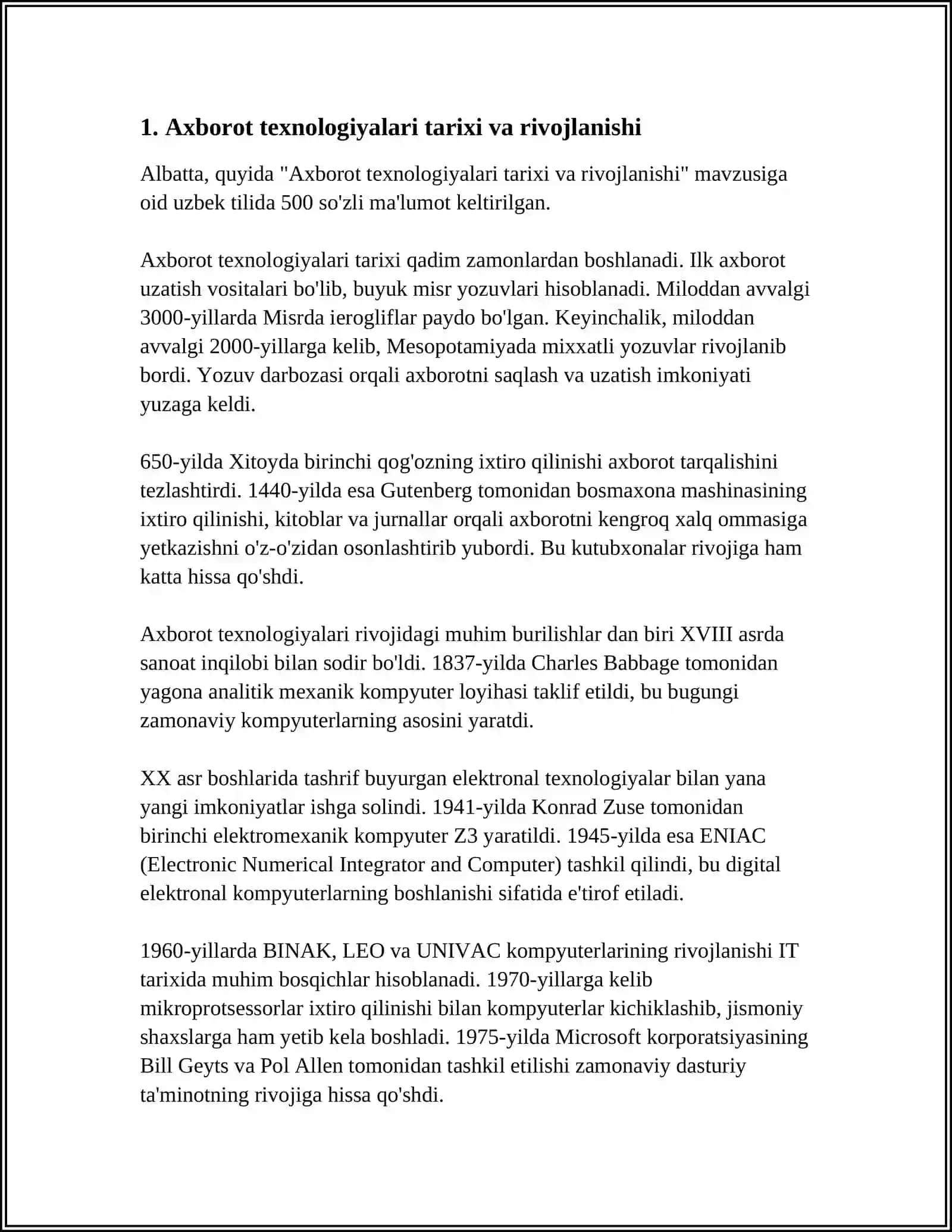 AXBOROT TEXNALOGIYALARI VA TIZIMLARI 4