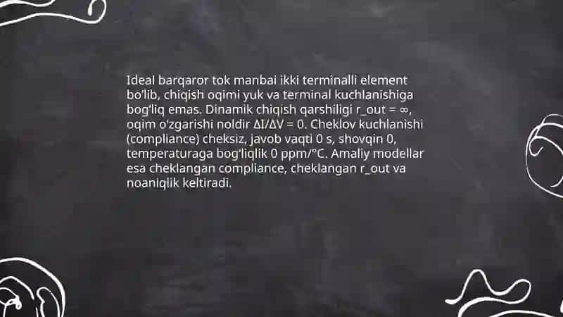 Analog IMSlar. Barqaror tok generatori (BTG) sxemasi 4