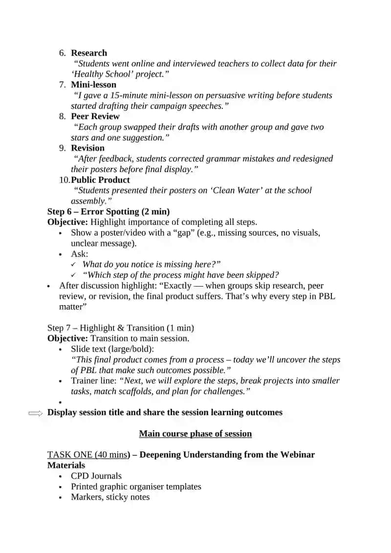Cluster School CPD Session Plan 9 4