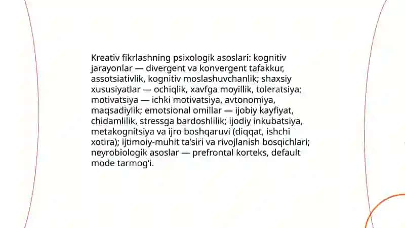 Kreativ fikrlash va uni rivojlantirish yoʻllari 4