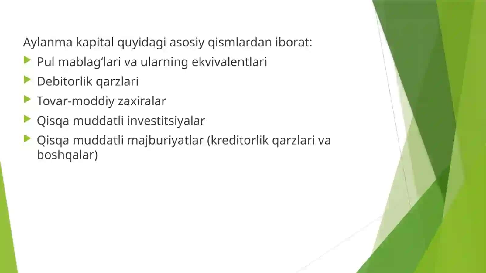 Korparativ tuzilmalarda aylanma kapital 4