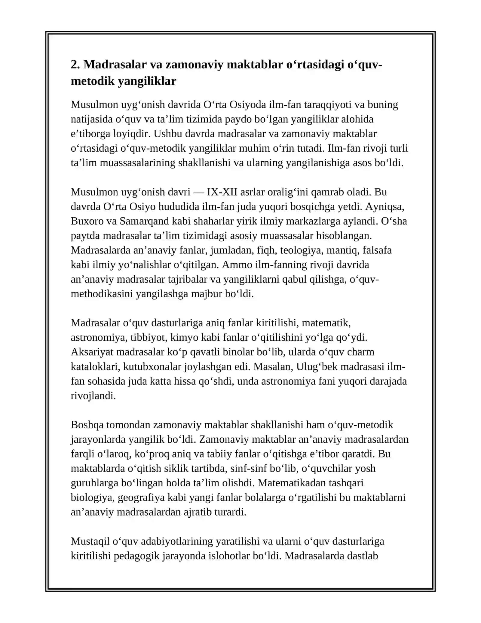 MUSULMON UYGʻONISH DAVRIDA OʻRTA OSIYODA ILM-FAN 4