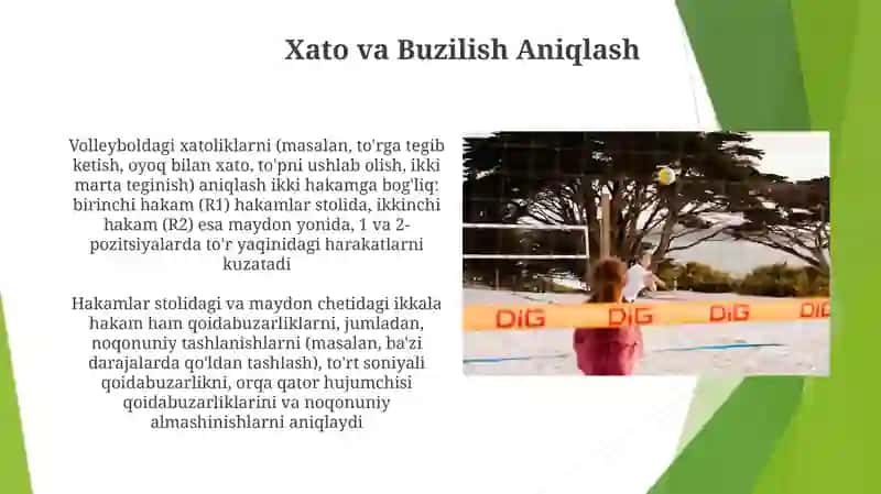 Hakamlar tomonidan to'r, orqa chiziq va antenna kabi joylardagi aniq signal va chaqiriqlar 4