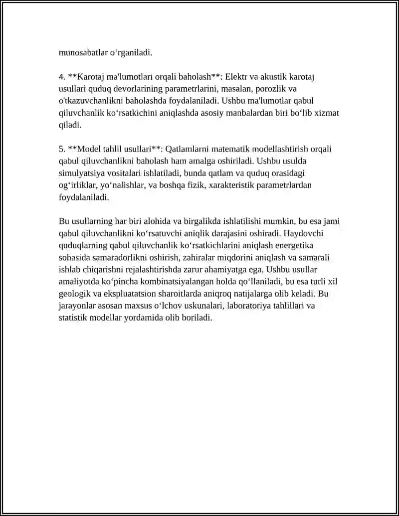 QATLAM BOSIMINI SAQLASH UCHUN HAYDOVCHI QUDUQLARNING QABUL QILUVCHANLIGINI ANIQLASH 4