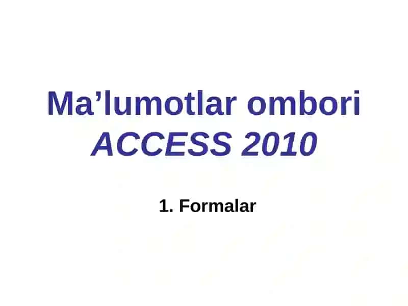 MA’LUMOTLAR OMBORINI BOSHQARISH TIZIMLARI(СИСТЕМА УПРАВЛЕНИЯ БАЗОЙ ДАННЫХ) 4