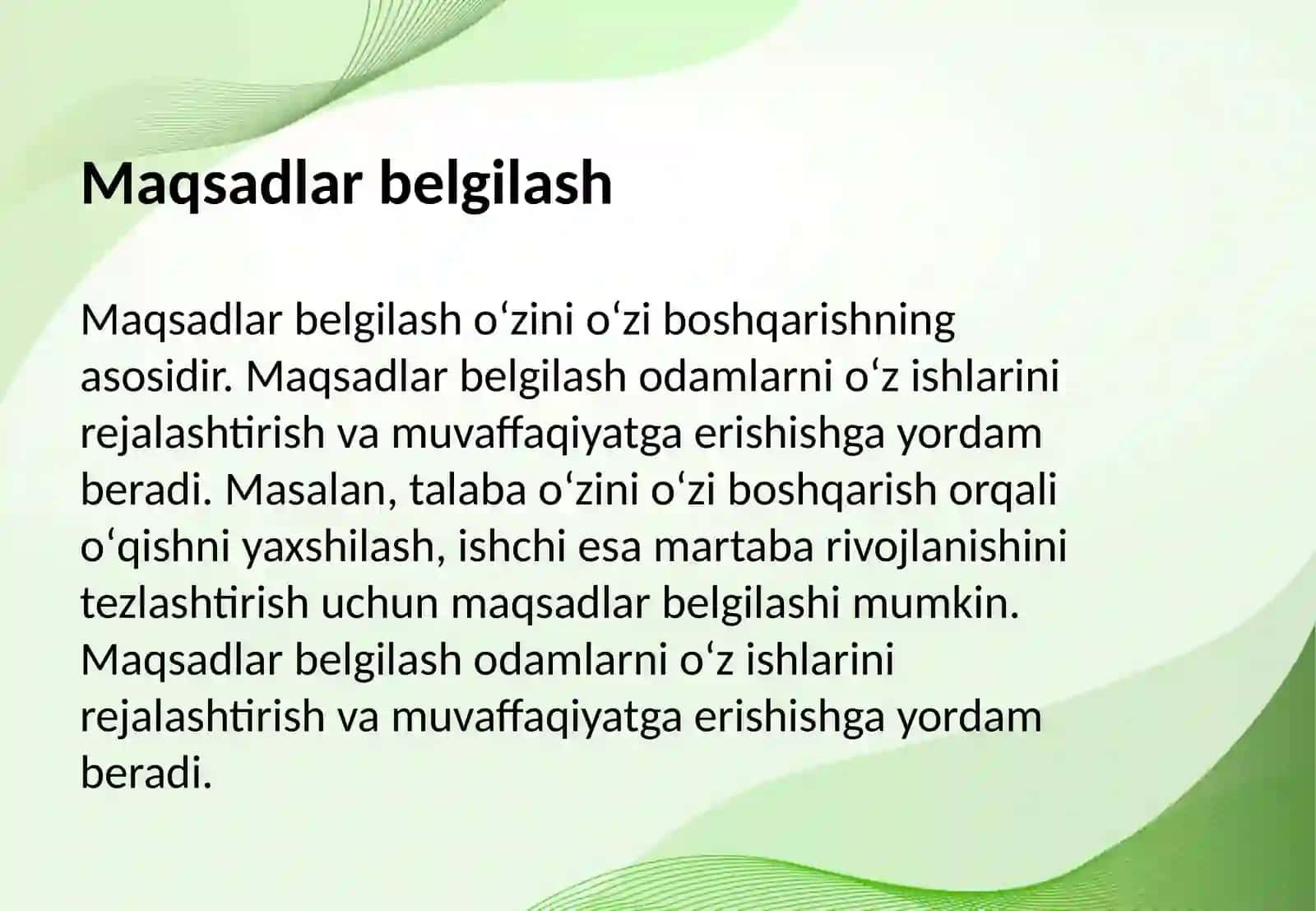 Oʻzligini faollashtirish oʻzini oʻzi boshqarish 4