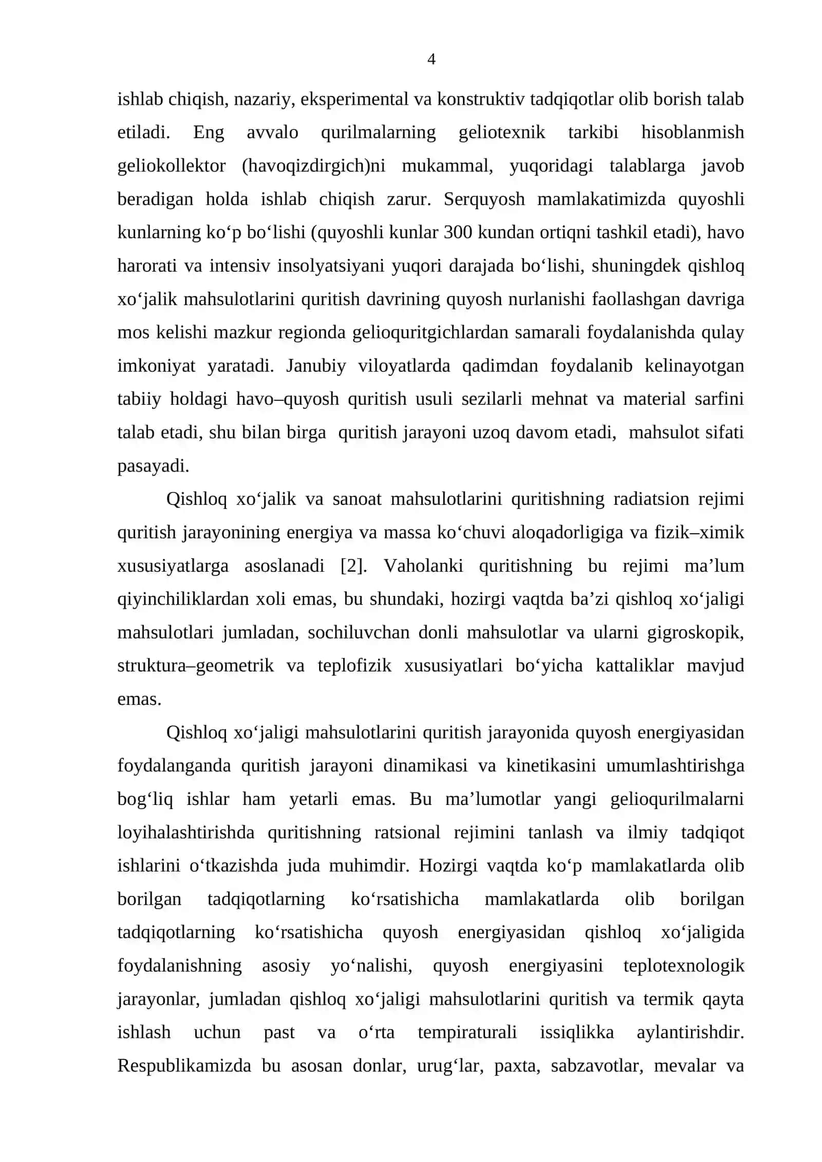 Baraban tipli quritgichda donli mahsulotlarni quritishda issiqlik–fizik jarayonlarni o‘rganish 4