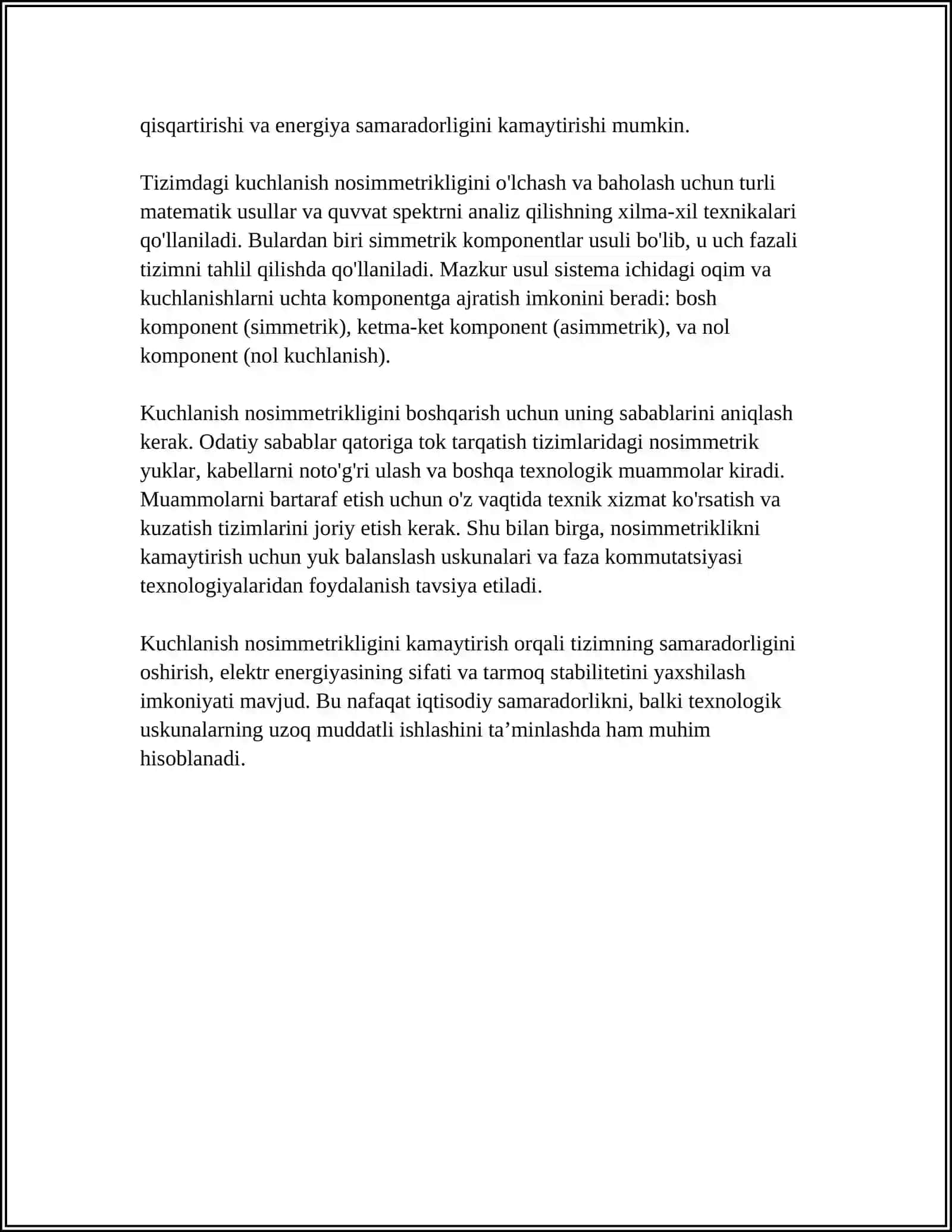 Kuchlanishning Nosimmetrikligi va Nosinusoidalligi 4