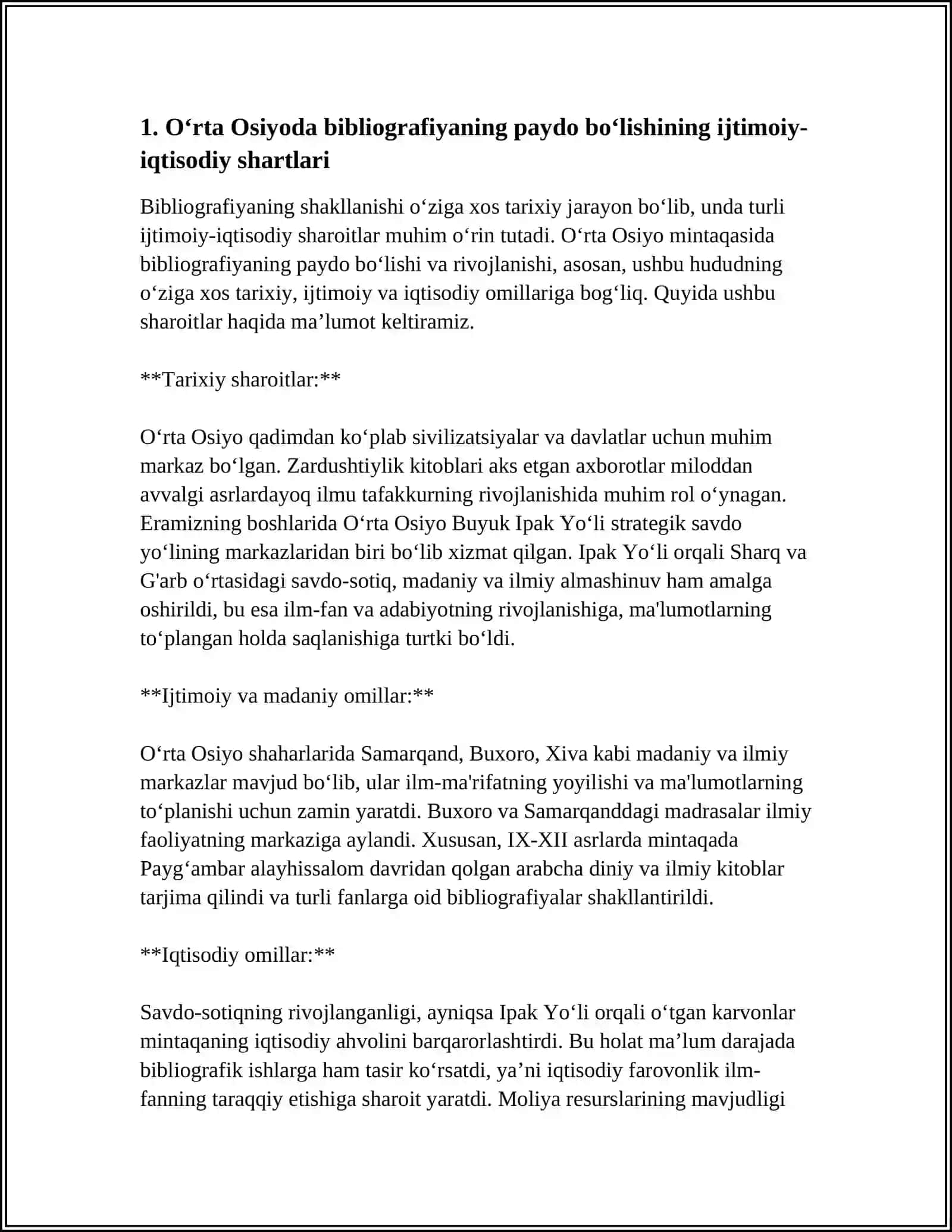О‘RTA OSIYODA BIBLIOGRAFIYANING PAYDO BО‘LISHINING DASTLABKI KО‘RINISHLARI HAQIDA GAPIRIB BERING 4
