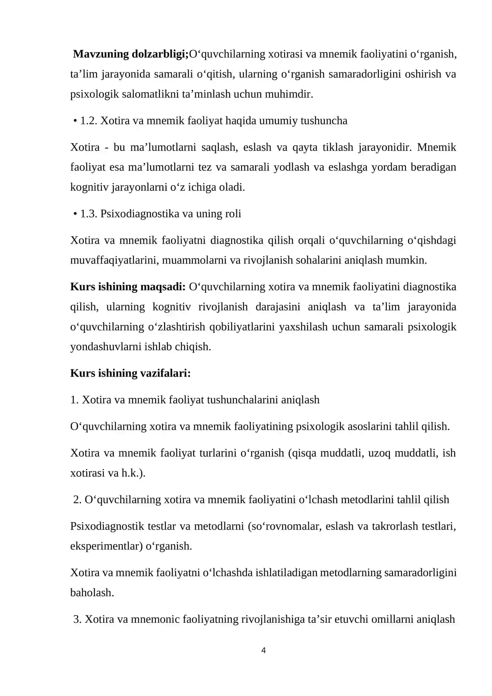O'QUVCHILARNING XOTIRASI VA MNEMIK FAOLIYAT DIAGNOSTIKASI 4