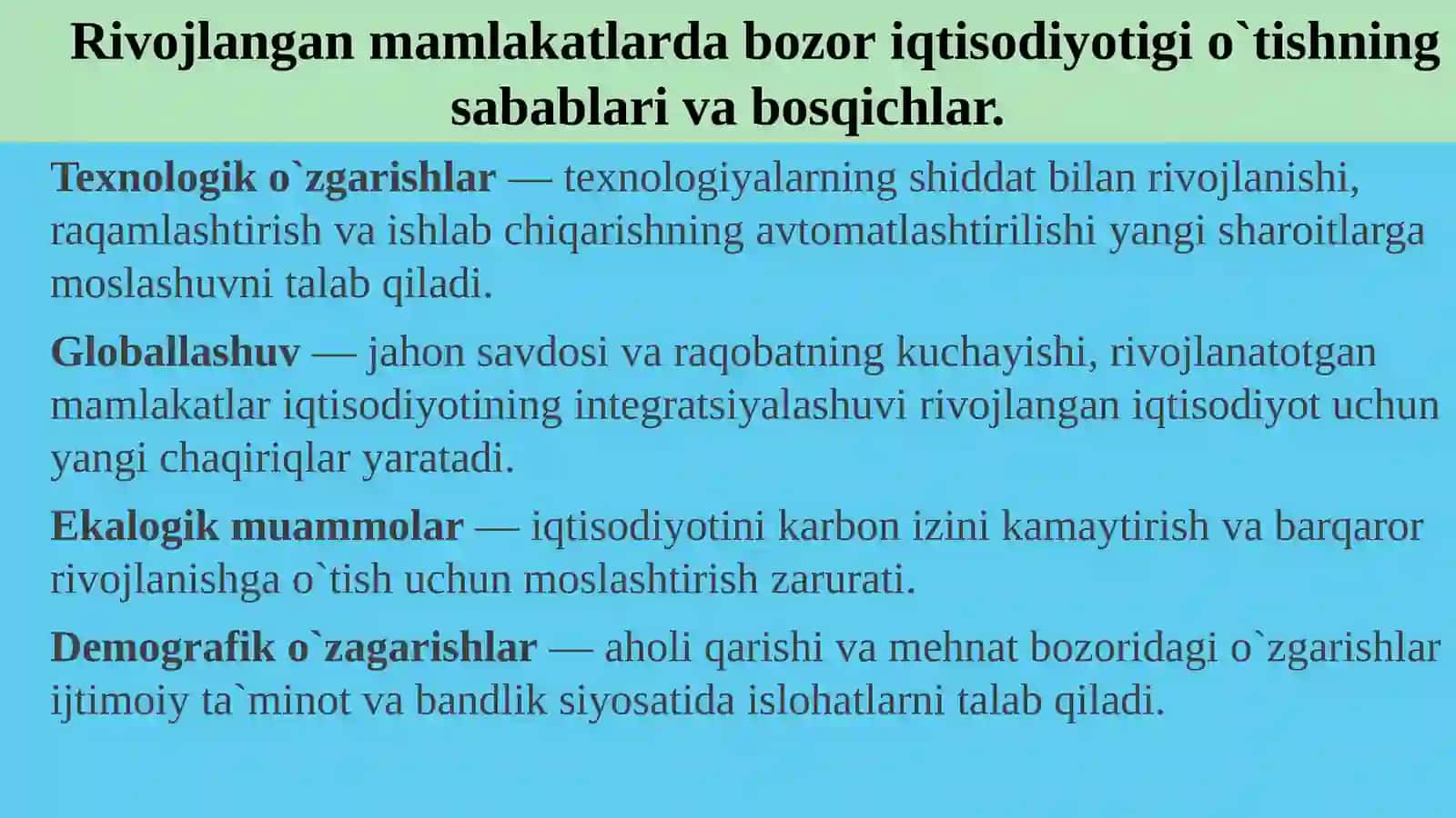 Bozor iqtisodiyotiga o’tish davri va uning O’zbekistondagi xususiyatlari 4