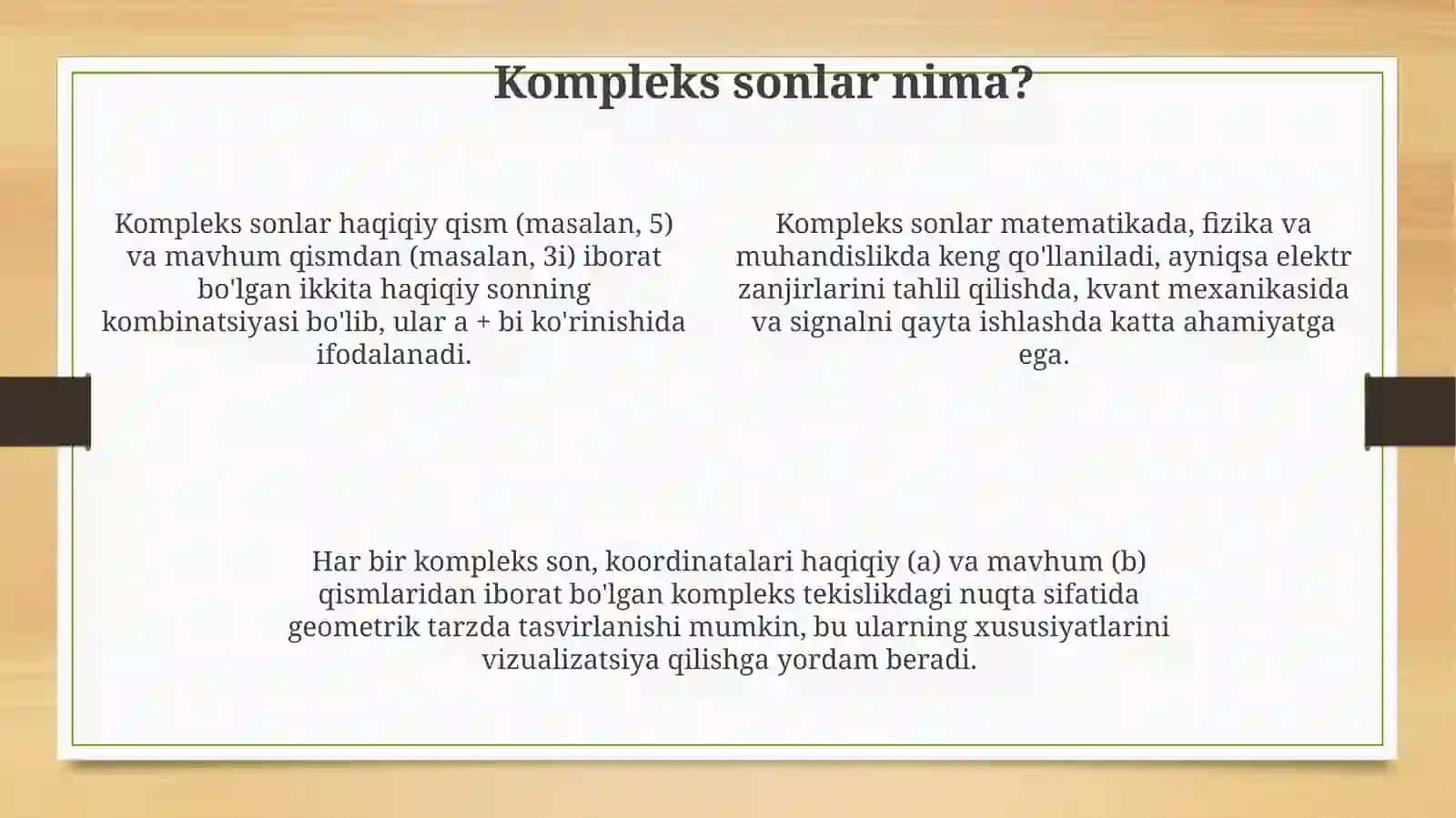 kompleks sonlarni qo'shish va ayirish 4