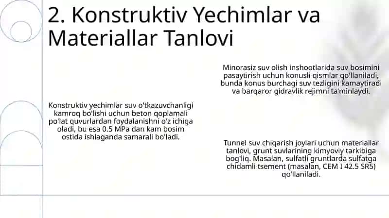 Minorasiz va Tunnel Suv Chiqarish Inshootlarining Tuzilishi va Asosiy Tushunchalari 4