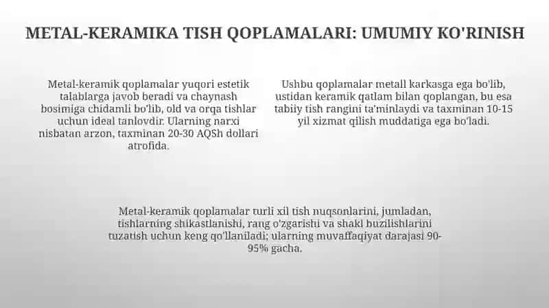 Metal-keramika koronkalari uchun ko'rsatmalar 4