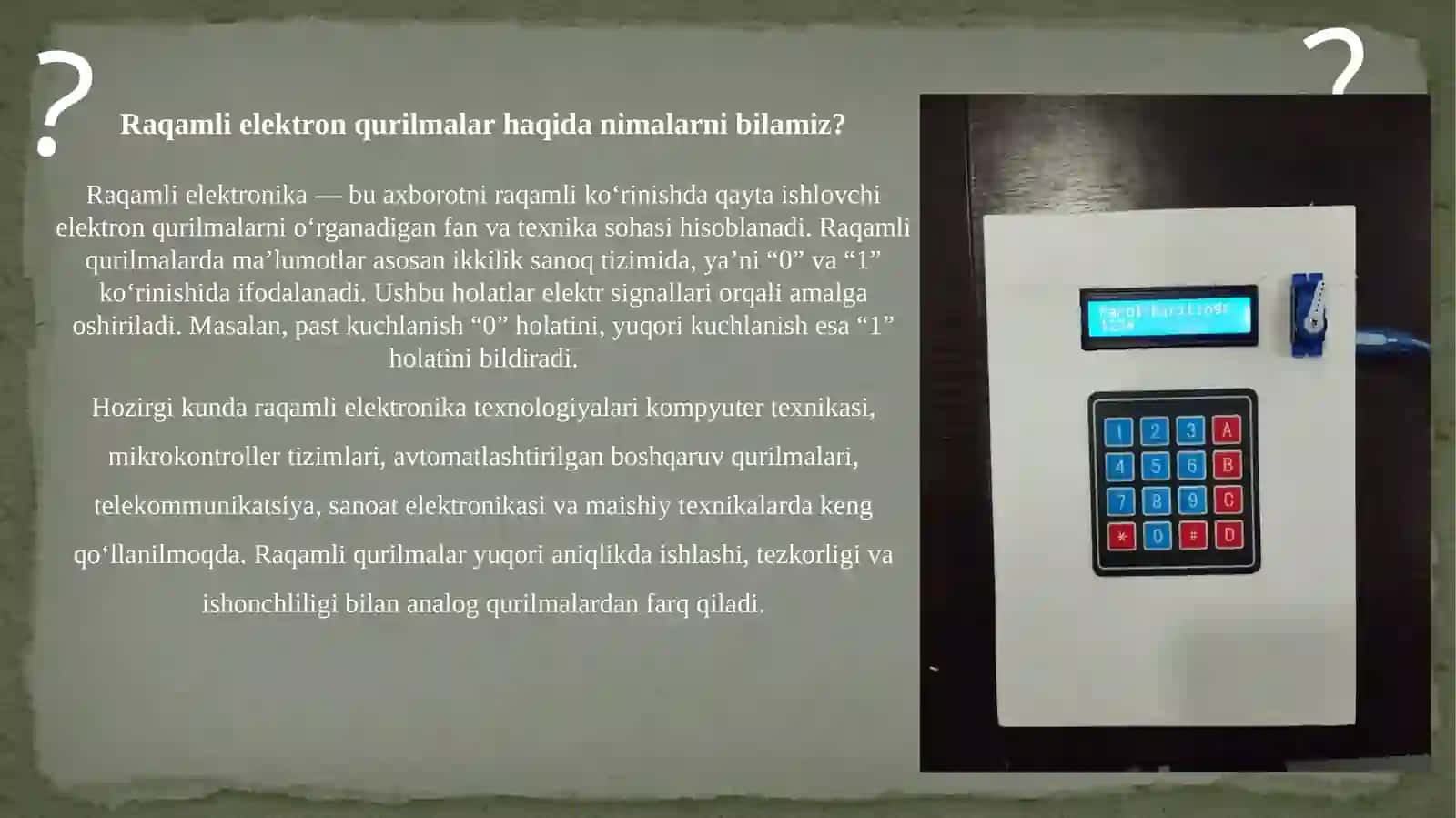 “Raqamli elektronika va mikroelektronika” kafedrasi Bitiruv malakaviy ishi 4