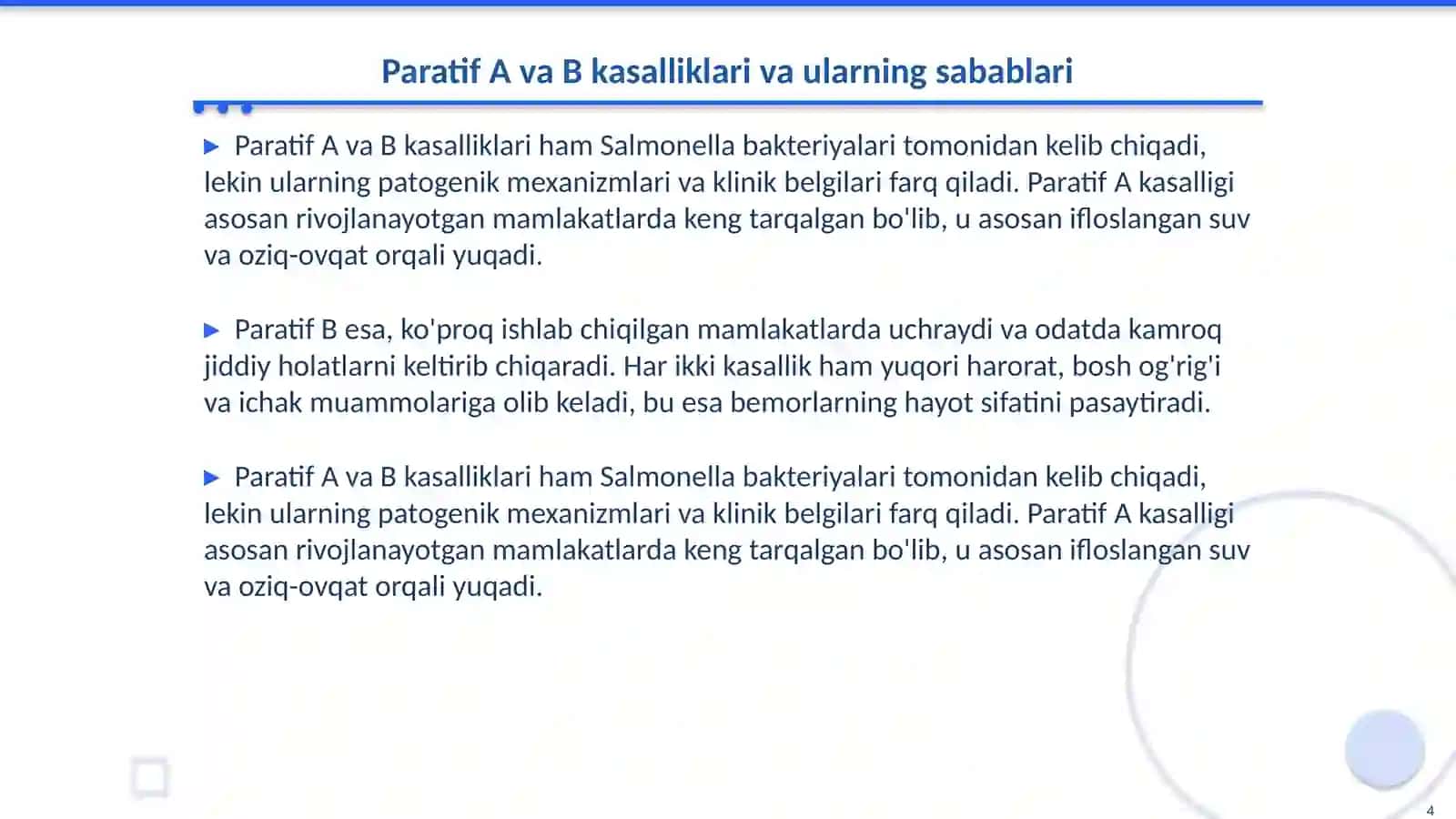 Ich terlama, paratif A va B etiologiyasi, epidemiologiyasi 4