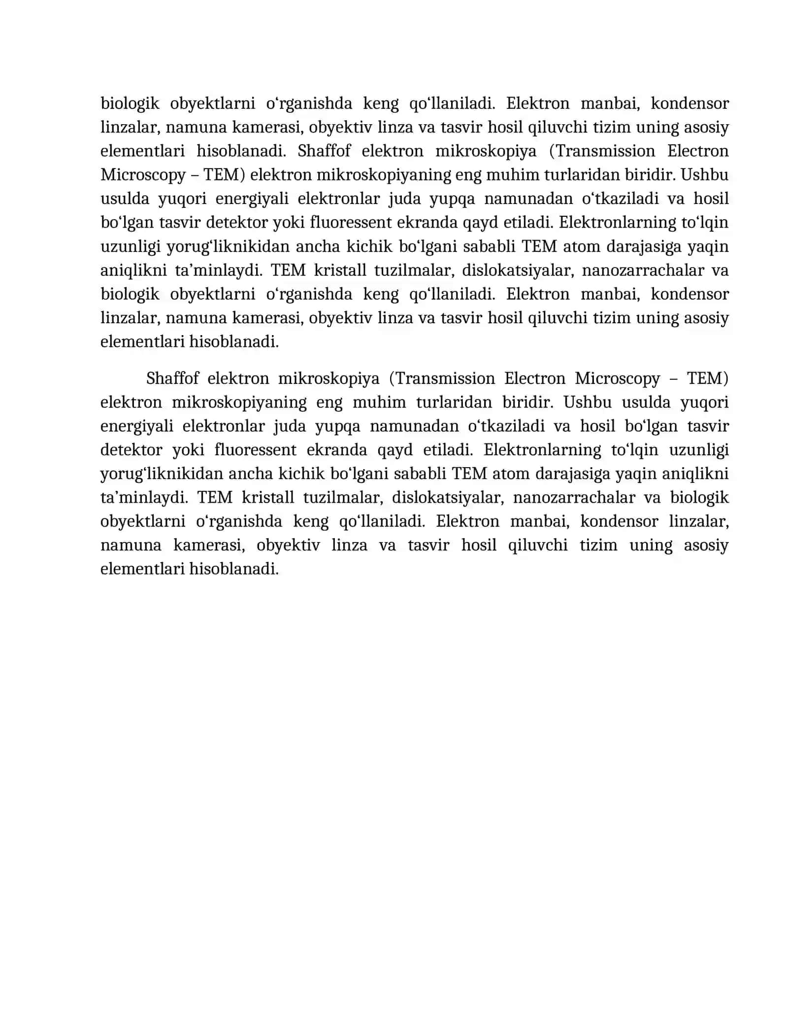 Shaffof elektron mikroskopiya usuli 4