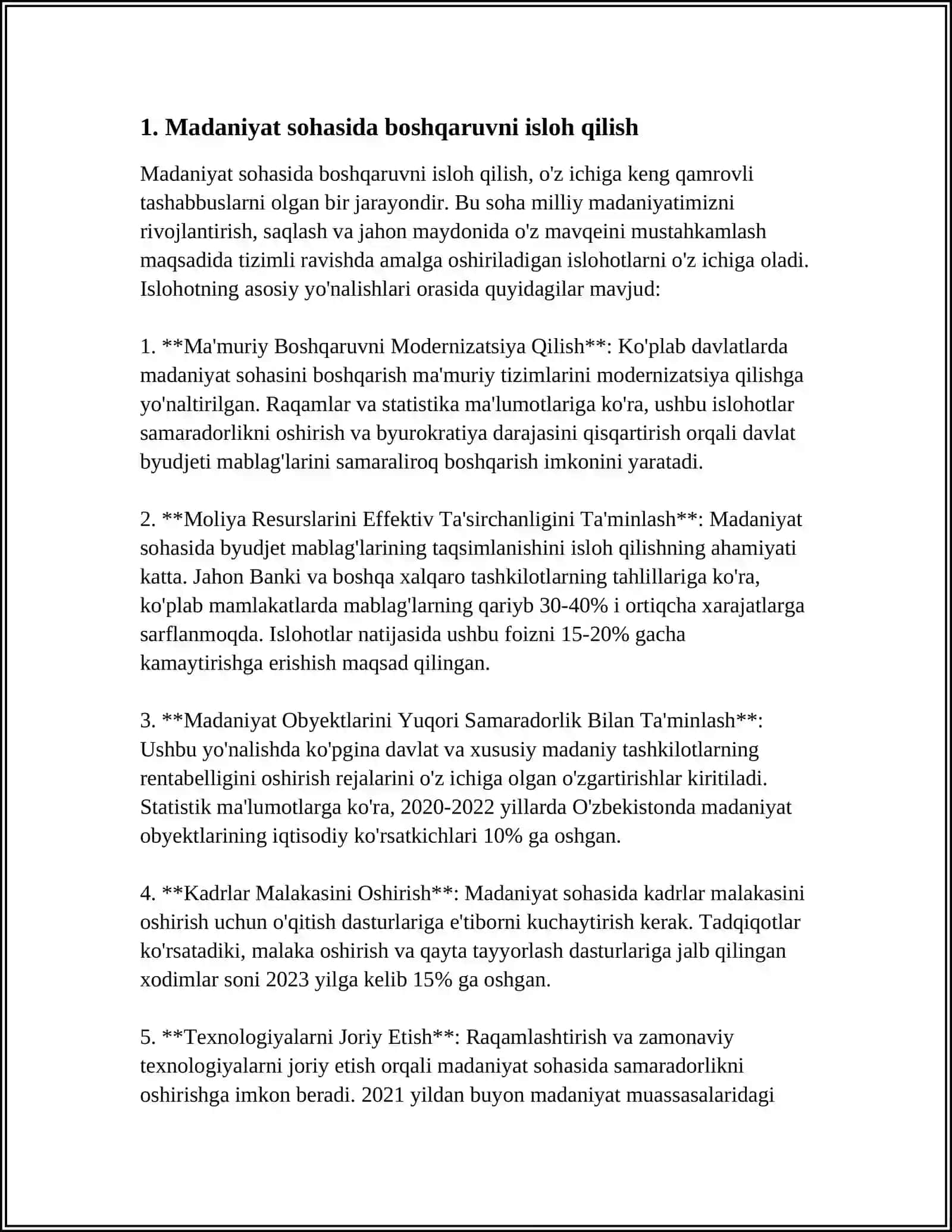 YANGI O‘ZBEKISTONDAGI MADANIYAT SOHASIDAGI ISLOHOTLAR 4