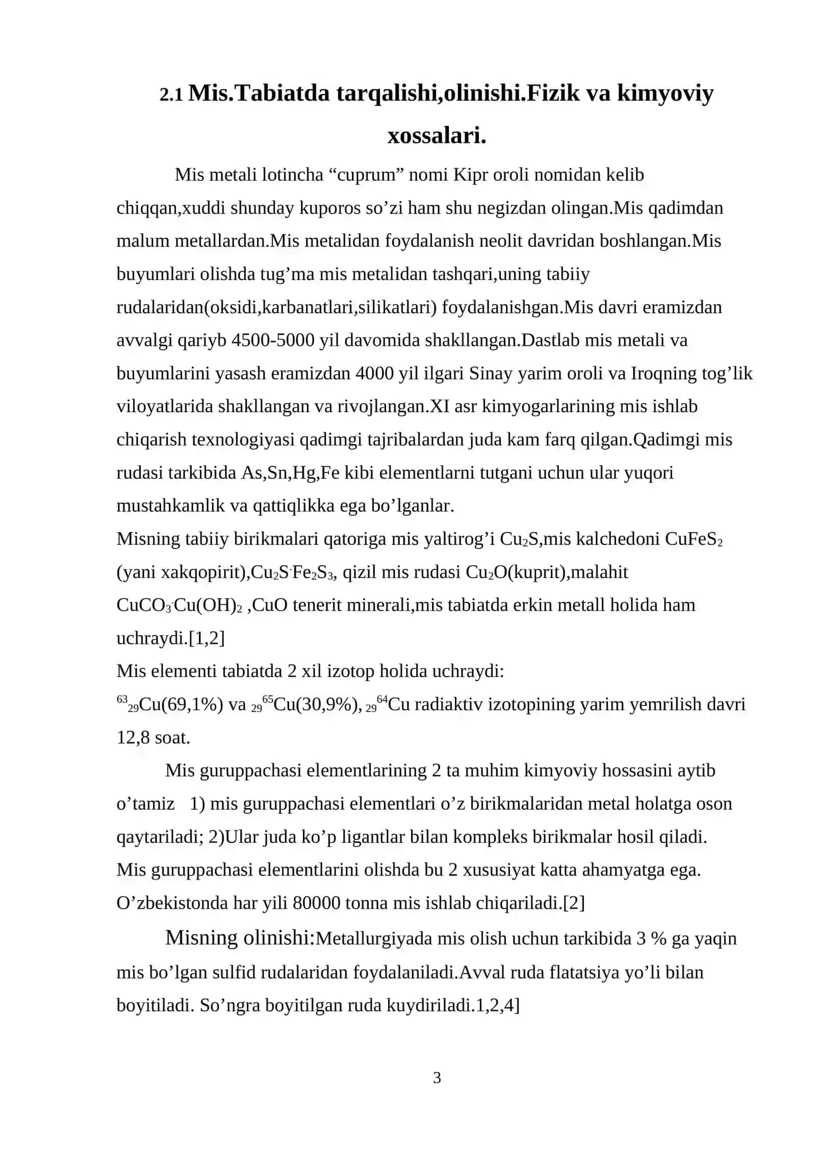Mis (II) sulfat tuzi. Olinishi va xossalari 4