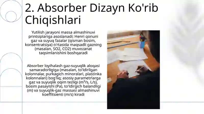 Absorbsiya jarayoni, absorberlarni hisoblash asoslari 4